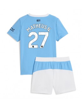 Manchester City Matheus Nunes #27 Replika Hemmakläder Barn 2025-26 Kortärmad (+ byxor)